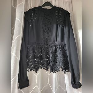 Self Portrait Long Sleeve Lace Blouse
